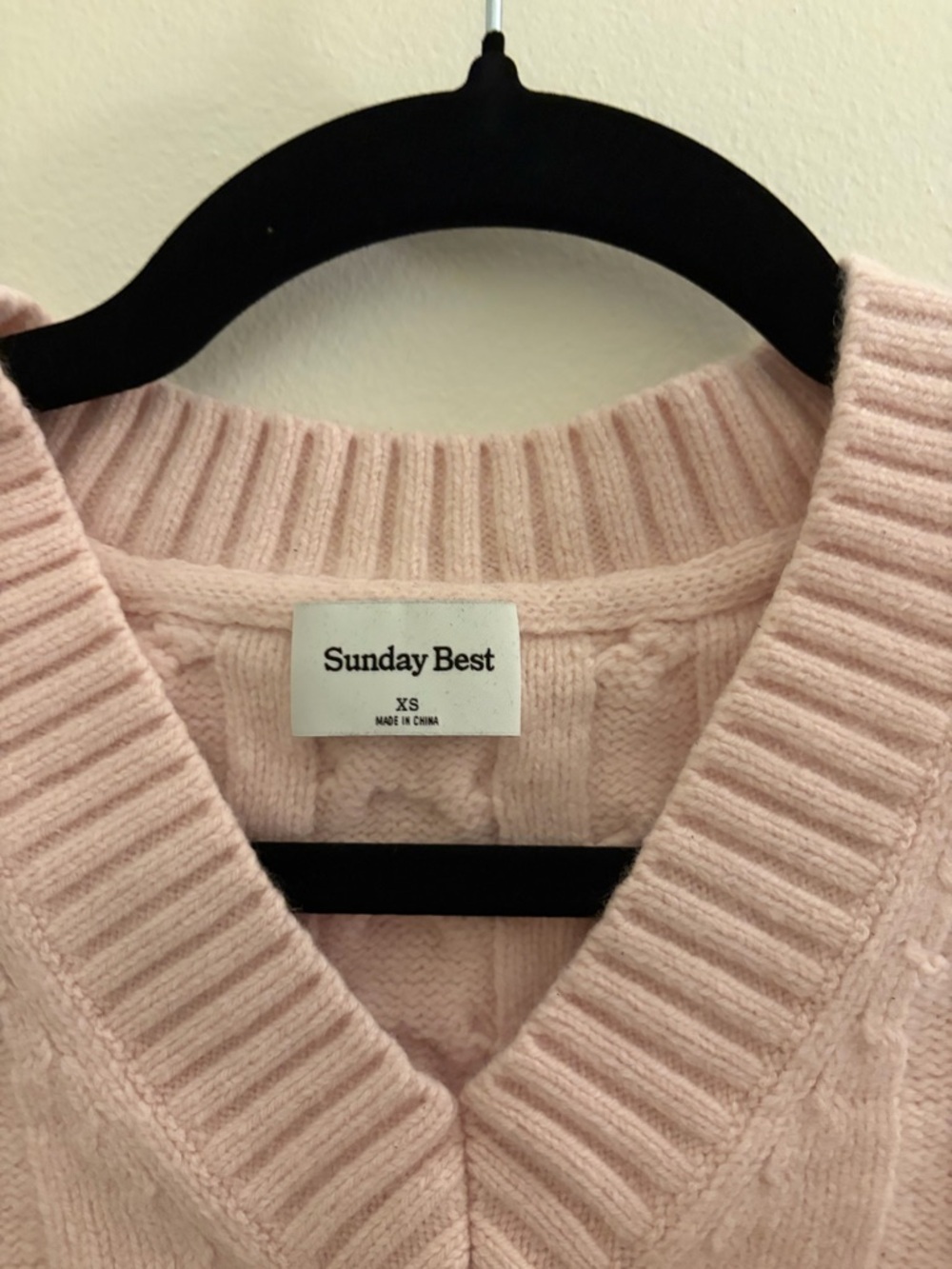 Sunday Best Blush Cable Knit V-Neck Sweater Vest - Picture 2 of 2